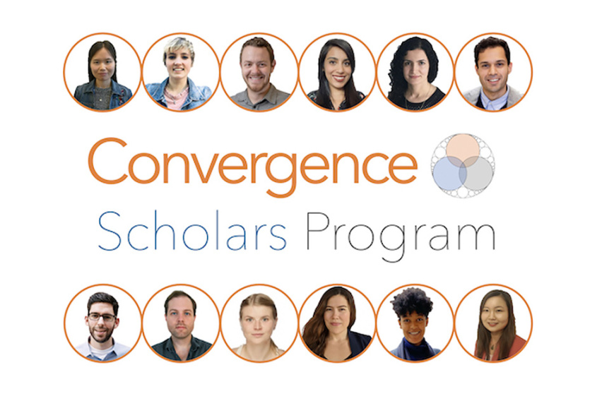 Convergence Scholars logo with photos of researchers above and below it