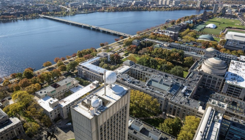 aerial view of MIT campus and bridge over Charles River