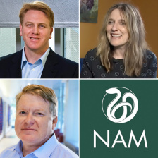 Photo mosaic of Dan Anderson, Regina Barzilay, Darrell Irvine and the NAM logo