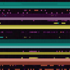 bands of color and black. black bands are pixelated.