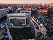 aerial view of the Koch Institute building and Kendall Square